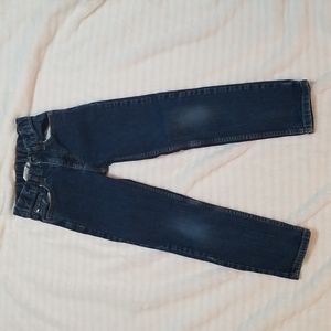 Boy's dark blue jeans.